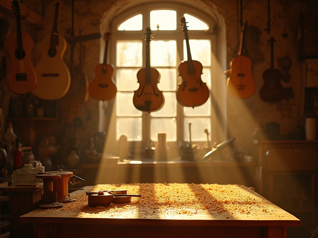 Atelier de lutherie artisanale baigné de lumière naturelle