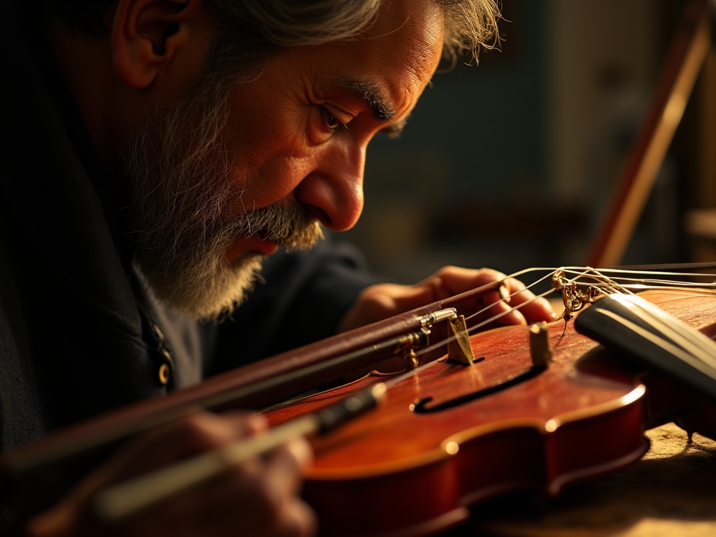 Réglage acoustique minutieux d'un violon